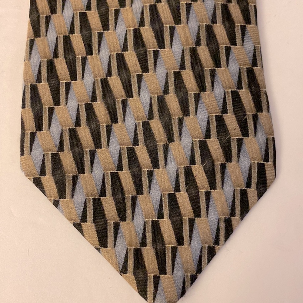 STAFFORD EXECUTIVE 💯 silk geometric blue black gold men’s tie 60”x 4”